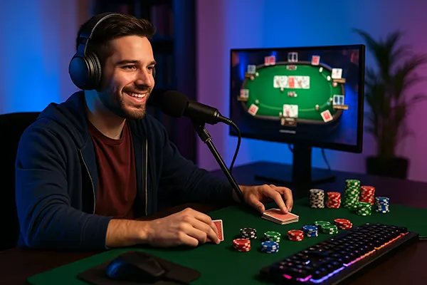 Streamer de póker sonriente