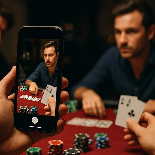 Fichas e cartas na mesa